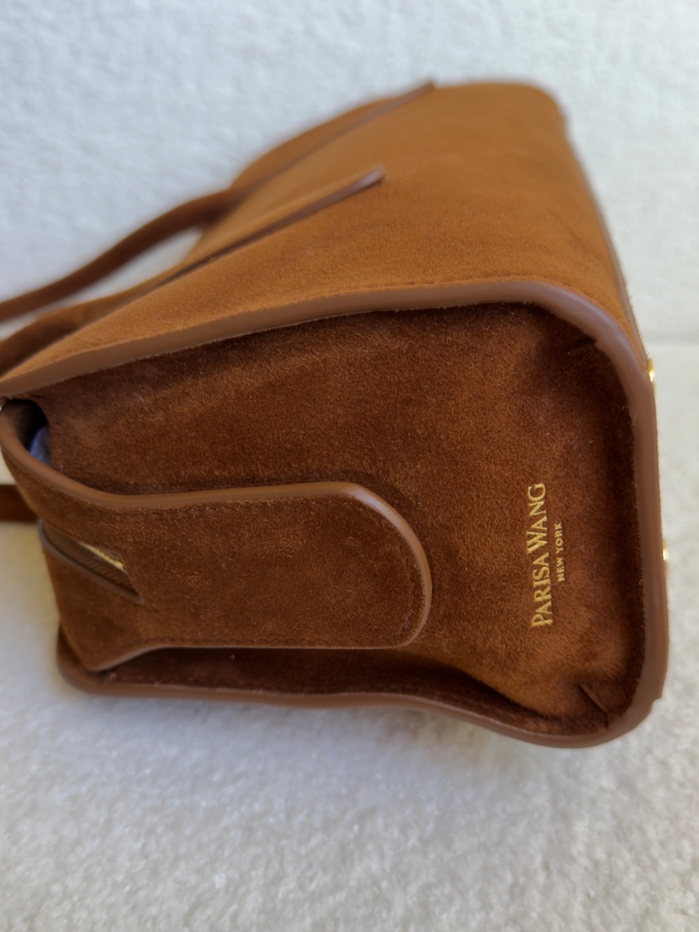 Parisa Wang Gabrielle East-West Shoulder Bag – Medium, Brown Suede. - Picture 3 of 9